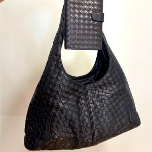 Bottega Veneta Black Woven Hobo Bag
with Matching Wallet